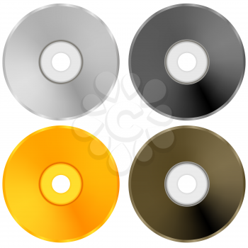Colorful Realistic Compact  Disc Collection Isolated on White Background