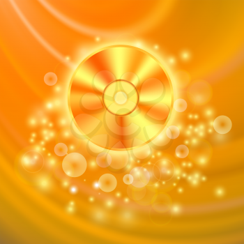 Compact Disc Isolated on Orange Wave Blurred  Background
