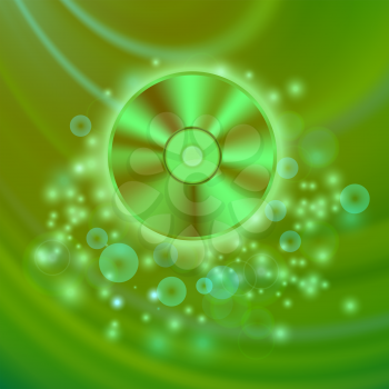 Compact Disc Isolated on Green Wave Blurred Background