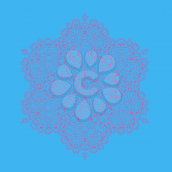 Vector Mandala Isolated on Blue Background. Round Ornament