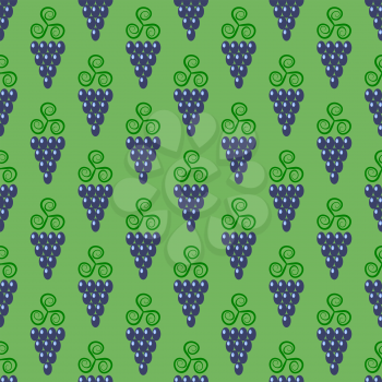Grapes Seamless Pattern. Vine Background. Fruits and Vegetables Texture. Silhouettes of Grapes.