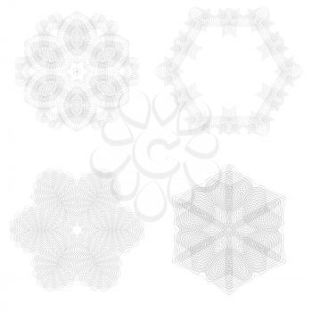 Set of Rosettes Isolated on White Background