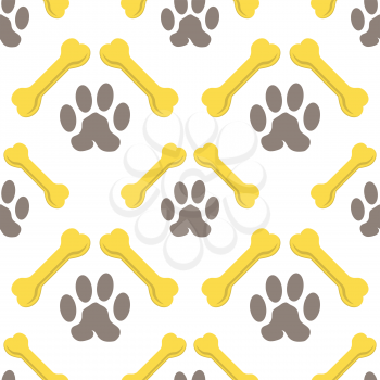 Set of Yellow Bones Isolated on White Background. Seamless Bones for Dog Pattern