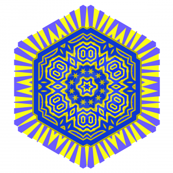 Creative Ornamental Blue Yellow Pattern. Geometric Decorative Background