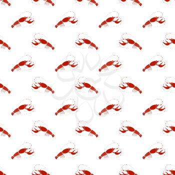 Sea Food Background. Red Omar Seamless Pattern