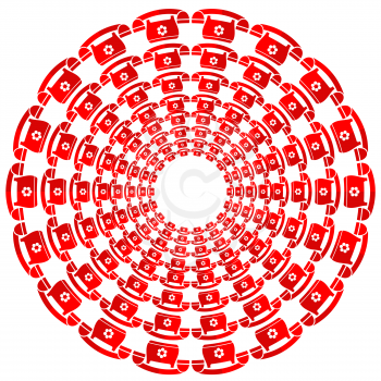 Set of Round Red Phone Frames Isolated on White Background