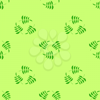 Summer Green Leaves Isolated on Green Background. Seamless Leaves Pattern
