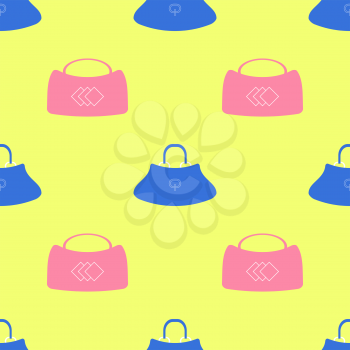 Seamless Womens Handbag Pattern on Yellow Background.