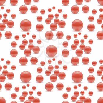 Scattered Red Pearls Seamless Pattern Isolated on White Background