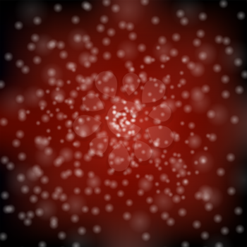Glitter particles background effect. Sparkling texture. Star dust sparks in explosion on red background