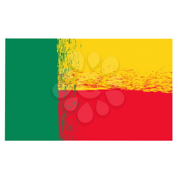 National Grunge Flag of Benin Isolated on White Background.  Indepence Symbol of Benin.