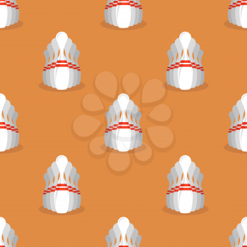 Bowling Pins Isolated on Orange Background. Sport Seamless Pattern