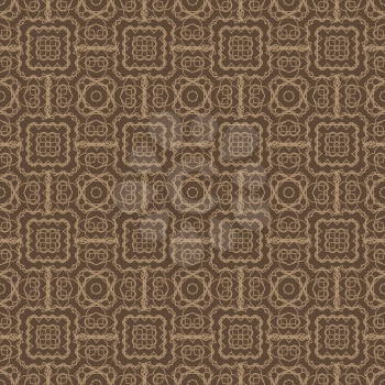 Brown Ornamental Seamless Line Pattern. Endless Texture. Oriental Geometric Ornament
