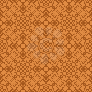 Orange Ornamental Seamless Line Pattern. Endless Texture. Oriental Geometric Ornament
