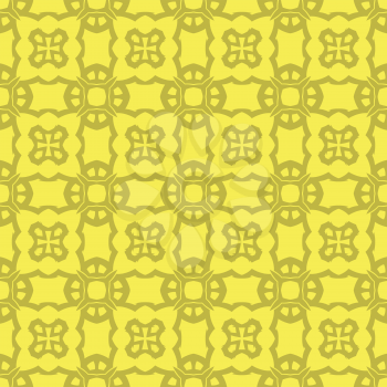 Yellow Ornamental Seamless Line Pattern. Endless Texture. Oriental Geometric Ornament