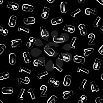 Grunge Numbers Seamless Pattern on Black Background