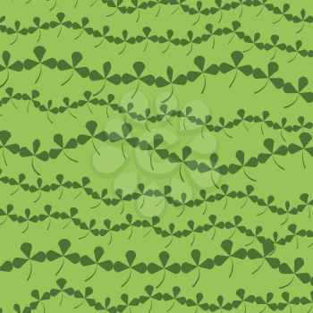 Natural Chamrock Texture. Cartoon Clover Leaves Isolated on Green Background. Patricks Day Banner