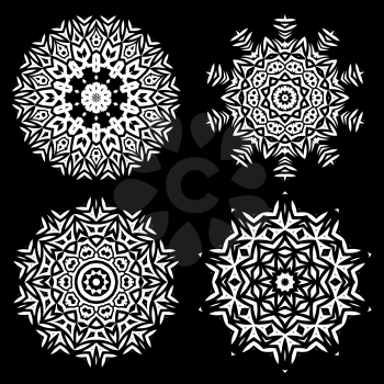 White Ornamental Line Pattern. Endless Texture. Oriental Geometric Ornament