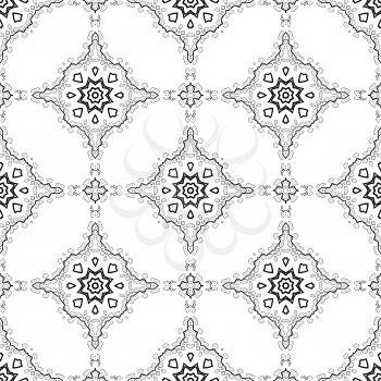Seamless Texture on White. Element for Design. Ornamental Backdrop. Pattern Fill. Ornate Floral Decor for Wallpaper. Traditional Decor on Background