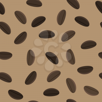 Coffee Beans Seamless Pattern on Brown Background