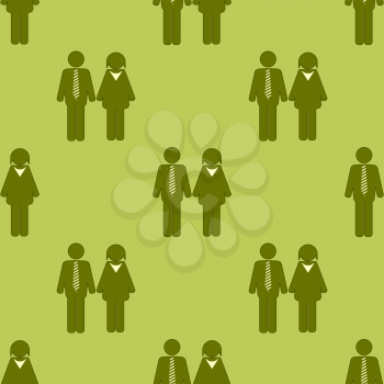People Icon Seamless Pattern Isolated on Green Background. Symbol of Persons.