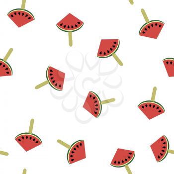 Fresh Slice of Watermelon Seamless Pattern on White Background