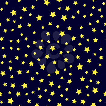 Yellow Star Seamless Pattern Isolated on Blue Background