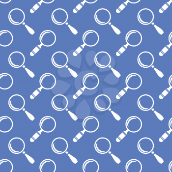 Different Magnifying Glass Icons Seamless Pattern Isolated on Blue Background