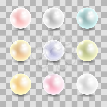 Colored Pearl Set Isolated on Checkered Background