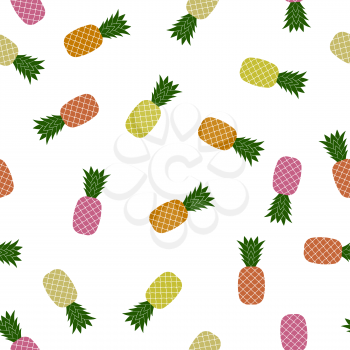 Pineapple Random Pattern Isolated on White Background. Tropical Fruit Texture