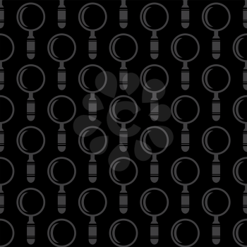 Magnifying Glass Icons Seamless Pattern Isolated on Black Background