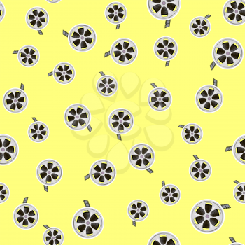 Cinema Film Tape Seamless Pattern on Yellow Background