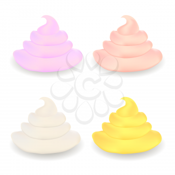 Colored Sweet Cream Set Isolated on White Background
