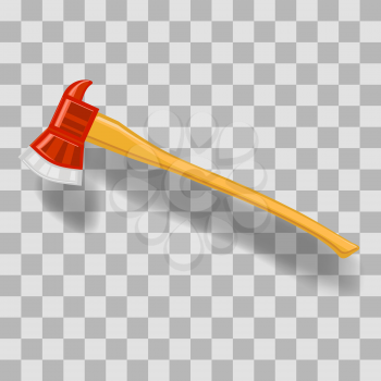 Vector Firefighter Axe Icon on Grey Checkered Background
