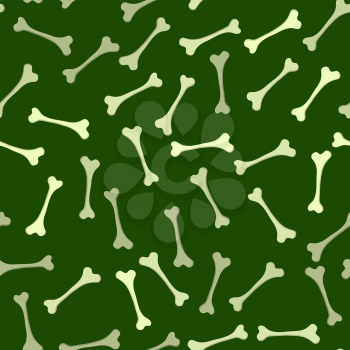 Bones Seamless Pattern Isolated on Green Background