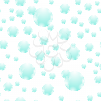 Azure Soap Bubbles Seamless Pattern Isolated on White Background