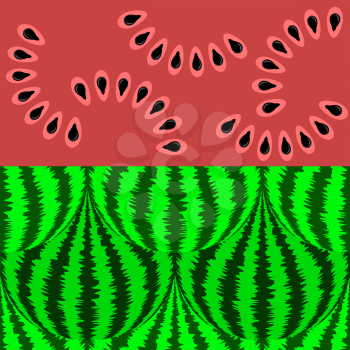 Fresh Sweet Natural Ripe Watermelon Pattern with Black Seeds