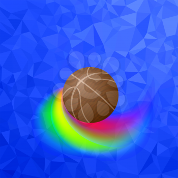 Basketball Orange Ball Icon Isolated on Blue Polygonal Background. Sports Equipment Design Element