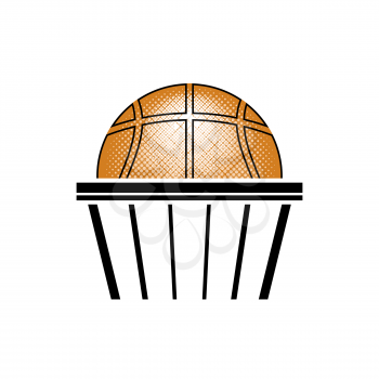 Basketball Orange Ball Icon Isolated on Blue Polygonal Background. Sports Equipment Design Element