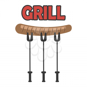 Single Grill Sausage Icon Isolated on White Background