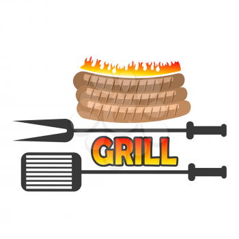 Grill Sausage Icon Isolated on White Background