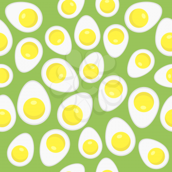 Fried Eggs Seamless Pattern on Orange Background