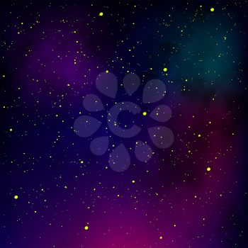 Starry Night Pattern. Star Sky Background. Colorful Nebula in Space. Cosmic Galaxy Texture.