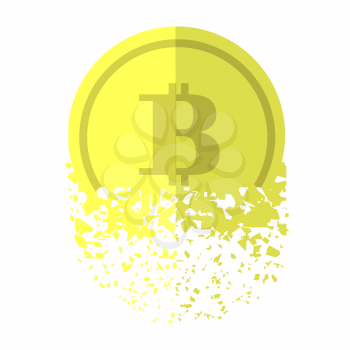 Gold Bitcoin Icon Isolated on White Background