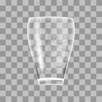 Transparent Glass Vase on Grey Checkered Background