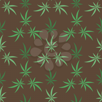 Green Cannabis Leaves Background. Medical Marijuana Seamless Pattern. Herbal Narcotic Texture