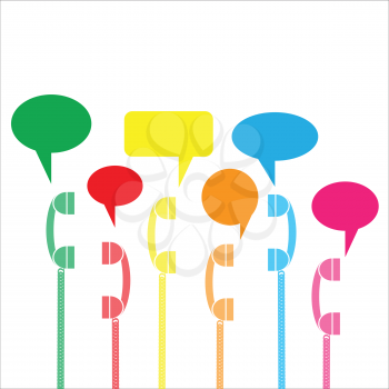 Call Center Help. Customer Service Logo. Support and Contact Icon. Old Phone for Communication. Colorful Speech Bubbles or Text Boxes.