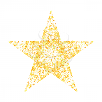 Gold Star Isolated on White Background. Yellow Starry Pattern.