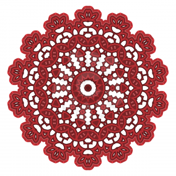 Red Ornamental Line Pattern. Round Texture. Oriental Geometric Ornament.