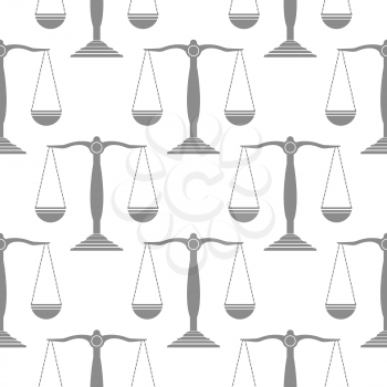 Grey Weighind Scales Icon Seamless Pattern Isolated on White Background.